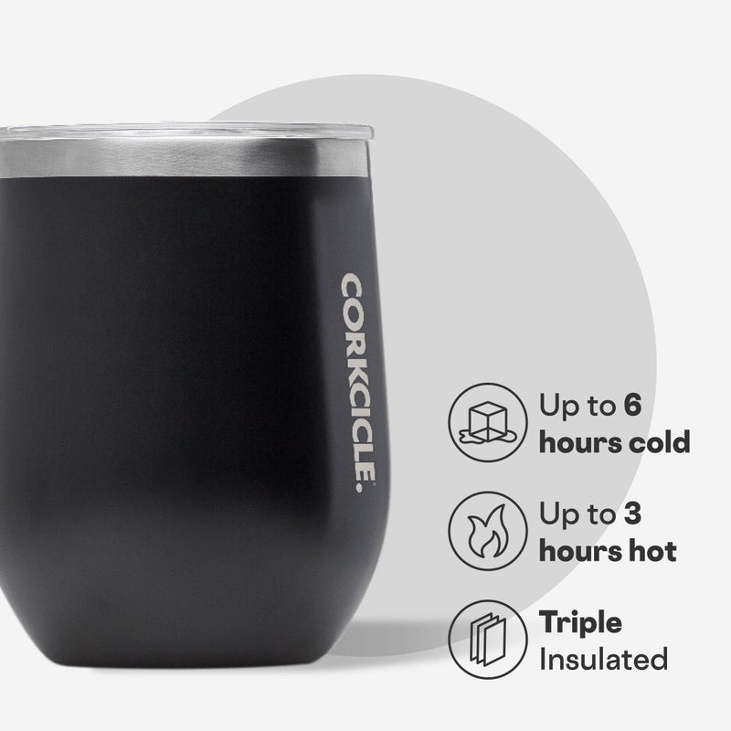 Corkcicle Stemless Wine Tumbler - Keeps Drinks Cold for 6 Hours - Triple-Insulated Stainless Steel - Non-Slip Base - Summer Drinkware Gift - Keeps Drinks Ice Cold - 12 oz - Matte Black - Image 3